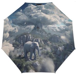 Umbrellas Elephant 8 Ribs Auto Umbrella 3D Animal Sun And Rain Black Coat Portable For Men Women