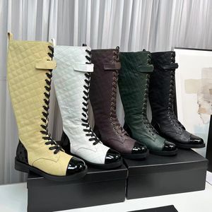 2023 Designer Luxus Martin Oberschenkelhohe Stiefel Sexy Damen Echtes Leder Obermaterial Mehrere Farben Outdoor Party Atmungsaktive Stiefel Damenmode Low-Heels Komfortschuhe