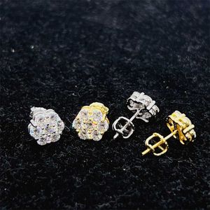 Popular Iced Out Jewelry Best Selling Lowest Price 925 Sterling Silver Gold Plated Jewelry Vvs Moissanite Stud Earrings