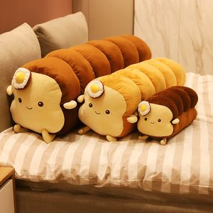 Plush Pillows Cushions kawaii Toast with Poached egg Plush Toys Simulation Sliced bread and Long Bread Cushion Stuffed Soft Pillow Baby Home Decor Gift 230804