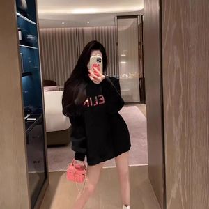 Women's Sweater's Sweater Autumn And Winter Round Neck Loose Korean Version Medium Long Sequin Embroidery Letter Ins Casual 230804