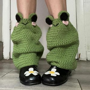 Kvinnors strumpor 2023 Autumn Winter Crochet Boot Cuffs Lång färgkontrast stickad varm fotomslagsarm varmare