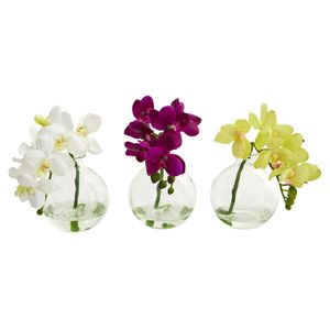 9 ترتيب اصطناعي Orchid Phalaenopsis في المزهرية ، مجموعة من 3 ، متعدد الألوان