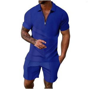 Running Set Sets Men's Summer Breattable Anti Wrinkle Two -Piece Volume dragkedja T Shirt Vest and Trousers 5 Tuxedo Suits For Men