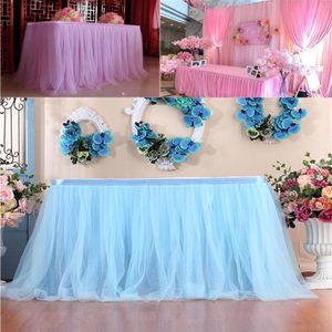 Düğün dekorasyonu için masa bez etekleri% 100 polyester 1pc etek kapağı doğum günü şenlikli parti dekor k711192n