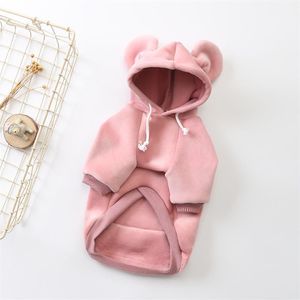 2021 Fashion Winter Cotton Clothes Thick Warm Rabbit Ears Leisure Jacket Sports Hoodie For Cat Dog French Bulldog Pet Apparel244s