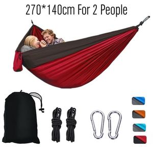 Hammocks Nylon Color Matching Hammock Outdoor Camping Ultra Light Portable Hammock for Double Person Outdoor Recreation Hammock Swing 230804