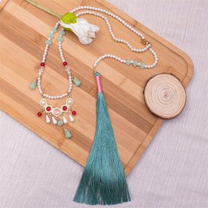 Pendant Necklaces Luxury Ancient Chinese Green Women With Tassel 2023