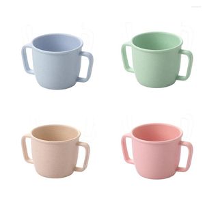 Mugs Small Size Bamboo Fiber 230ml Children Kids Toddler Cups 4pcs Set Unbreakable Tumbler Mug Cup For Water Milk Juice Tea