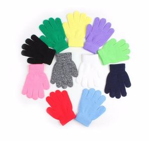 Winter Cute Boys Girls Gloves Solid Color Finger Point Stretch Knit Mittens kids gloves knitting warm glove children boys Girls MittensZZ