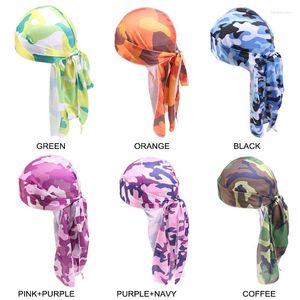 Berets Fans Color Bandage Pirate Hat Silk Hip Hop Cloak Braid Scarf DURAG Latest Turban For Women Designer Durags Wholesale