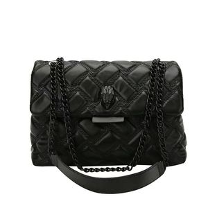 Bolsas de ombro Kurt Geiger para mulheres com design de cabeça de águia bolsa de corrente de grade de diamante estilo estrangeiro flip top um ombro crossbody bolsa personalizada feminina europeia