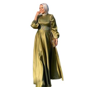 Sage a Line Muslim Destes Vestes Crystal Badyd Marrocos Vestido formal Sleeve Long Robes de Soiree 415