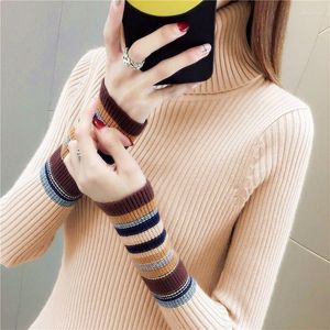 Kobiet Sweters Korean Turtleeck Elegancki, szczupły, ciepłe pluszowe, podstawowy sweter z dzianiny 2023 Zima zima długi rękaw Top