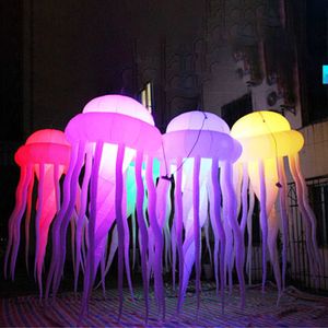 Şişme LED dekoratif asılı denizanası D1.5 x H2.5 m Glow 7 Renk Lobi Düğün Partisi Sahne Dekorasyonu