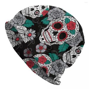 Berretti Sugar Skull Day Of The Dead Bonnet Cappelli Cool Ski Skullies Berretti Cappello Gothic Mexican For Men Women Knit Warm Cap a doppio uso