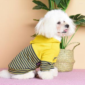 犬のアパレル服ストライプパーカーとフリースフード付きセーター温かいペット冬のコート小さな子犬の服