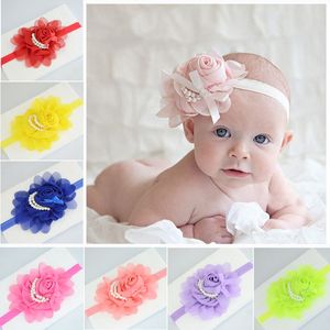 Baby Girls Kids Lovely Roses Pearls Bands Vintage Flowers Accessories Pretty Headbands Infant Headbands 13 ColorZZ