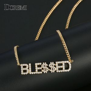 Hänghalsband Doremi 9mm Crystal Pendant Letters Halsband för kvinnor Anpassade smycken Anpassade namn Halsband Nummer Personligt Zirconia Pendant 230804