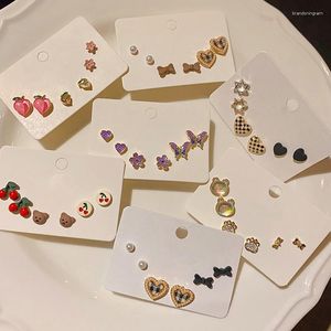 Collana Orecchini Set Misto Strass Perla Lega Fiori Luna Cuore Amante Stella Ear Stud Piercing Metallo Lady Earring Sets Gioielli