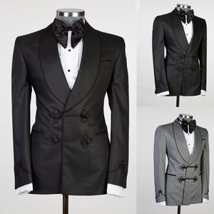 Desgaste xadrez xale de casamento Tuxedos moda 3 PCs (Blazer+Calça+Vesto