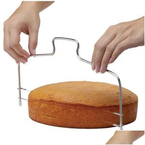 Cake Tools Wholesale Kitchen Diy Baking Accessories Double Line Slicer Home Straightener Cutting Adjustable Cakes Drop Delivery Garden Dh2R6