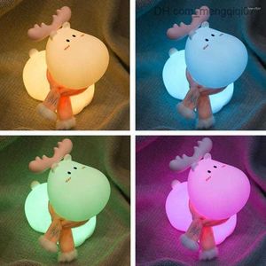 Lamps Shades Night Lights Deer Light Cute Energy-saving RGB LED Lamp USB Charging Baby Feeding Bedside For Home Z230805