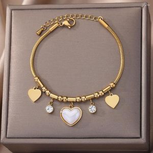 Charm Bracelets Pearl Heart Bracelet For Women Charms Love Charms Femme Estética Jóias de Casamento Presente Pulseras Mujer
