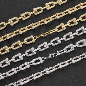 Hip Hop Iced Out Zircon 11MM U-Shaped Horseshoe Chain Gold Silver Plated Men's Necklace Bling Jewelry