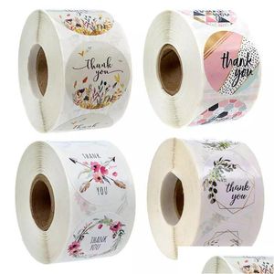 Adesivos adesivos por atacado 4 designs molduras de vegetação etiquetas de selo de agradecimento para decoração de pacotes artigos de papelaria para festas e escolas Drop Delive Dhbxm