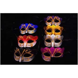 Party Masks Express Promotion Selling Mask med Gold Glitter Venetian Uni Sparkle Masquerade Mardi Gras Drop Delivery Home Garden Fest Dholl
