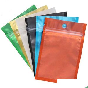 Packing Bags Wholesale Colored Aluminum Foil Bag Resealable Zip One Side Clear Back Plastic Smell Proof Pouches Drop Delivery Office S Dh30D