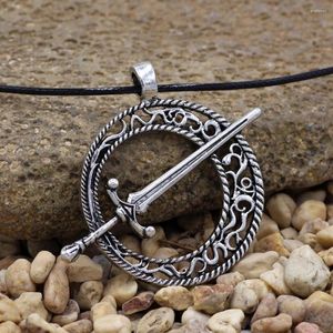 Pendanthalsband Dark Souls 3 Blade of the Moon Covenant Sword Necklace Leather Rope Game Steampunk smycken