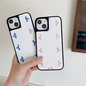 Designer Fashion Phone Falls för iPhone 14 Pro Max 14Pro 14Plus 13PROMAX 13Pro 13 12 12Pro Max Flower Letters Luxury Pu Leather Shock-Proof Case Cover Couples Shell