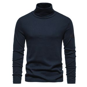 Jackor 2023 Casual Basic Tshirt Simple Fashion Modal High Neck Long Sleeve Autumn Winter Men Pure Cotton Solid Color Slim Neck Stone Win