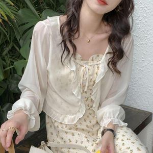 Szaliki Ochrony przeciwsłoneczne Cape Summer Long Rleeves Owinięte koronkową kardigan Sunshreen Shawl Korean Style Short Top Płaszcz