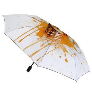 Umbrellas Giraffe 3 Fold Auto Umbrella Ink Drawing Portable UV Protection Carbon Fiber Frame For Male Female