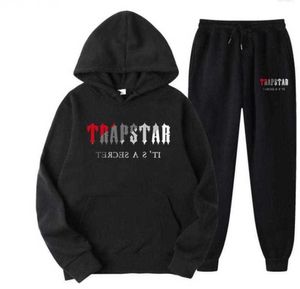 Giacche da uomo Fw22 Trapstar Uomo Donna Tuta Brand Stampato Streetwear Sportswear Warmtwo Pieces Set Felpa con cappuccio Pantaloni Jogging Leisure trend 443ess