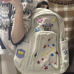 School Bags Butterfly Star Print Highcapacity for Women Casual Y2k Aesthetic Kawaii Cute Backpacks Trendy Sweet Cool Canvas Schoolbags 230804