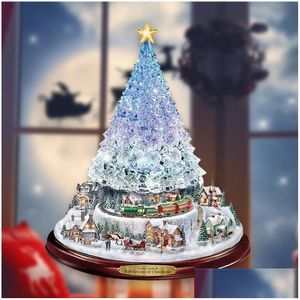 Dekoracje świąteczne drzewo obrotowe SCPTURE Wklejka naklejki okienne Zimowa dekoracja domu upuszczenie dostawy ogrodu świąteczny impreza sup dhyur