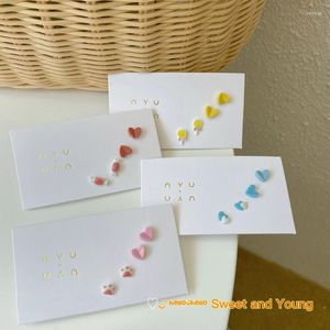 Stud Earrings S925 Sterling Silver Needle Candy Color Ceramic Fashion Colorful Heart Claw Jewelry Gifts