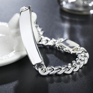 Charm Bracelets Pulseira Masculina Moda Jóias de Prata 925 Clássicas 10mm 20cm Cadeia de Elos Para Mulheres Homens Alta Qualidade