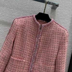 12022 Kvinnor Vintage Designer Tweed Blazer Jacket Coat Female Milan Runway Designer Dress Causal Long Sleeve Tops Kläddräkt A251