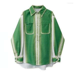 Bluzy męskie 2023 Wiosenna moda gradientowa Kolorowa koszula męski w stylu Koreańska Kurtka z długim rękawem luźne butikowe ubranie proste