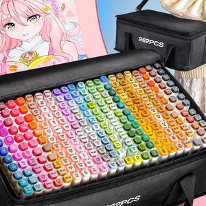 Markers Alcohol Marker Pens 366080168 Colors Manga Sketching Felt Soft Brush Pen Art School Supplies Drawing 230804