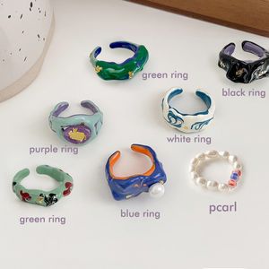 wholesale Enamel Fashion Jewelry Designer Ring Women Ins Fashion Cute Opening Index Finger Ring Jewelry