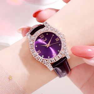 Zegarek damski Watche Wysokiej jakości luksusowy pasek stylowy Diamentowy moda kwarcowo-battery skóra 33 mm zegarek