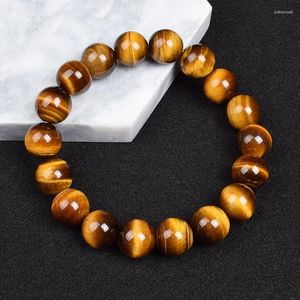 Strand Real Natural Yellow Tiger Eye Bracelet High Quality 6 8 10 12 14 MM Stone Beads Handmade Bracelets Fation Jewelry Pulsera