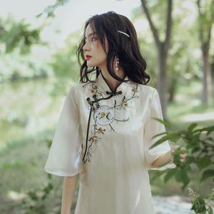 Ubranie etniczne 2023 Styl chiński Lato Ulepszona sukienka Cheongsam Lady Elegancka codzienna codzienna haft qipao hanfu