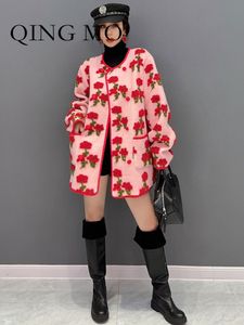 Frauen Jacken QING MO 2023 Winter Mode Trend Rote Rose Plüsch Mantel Frauen Streetwear Weiche Warme Jacke Weibliche ZXF097 230804